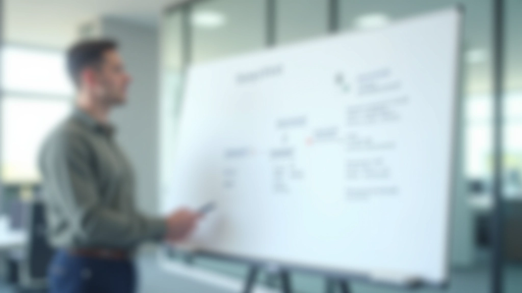 Diagram showing five-part presentation structure flow on whiteboard